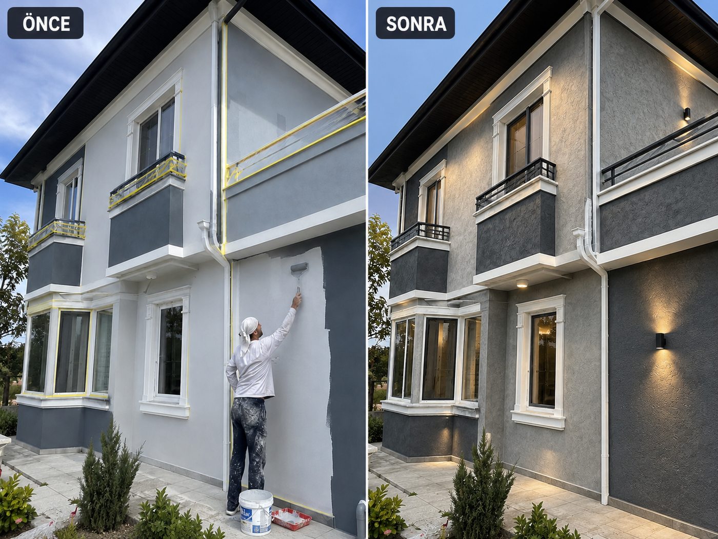 Yakakent dış cephe boya öncesi ve sonrası